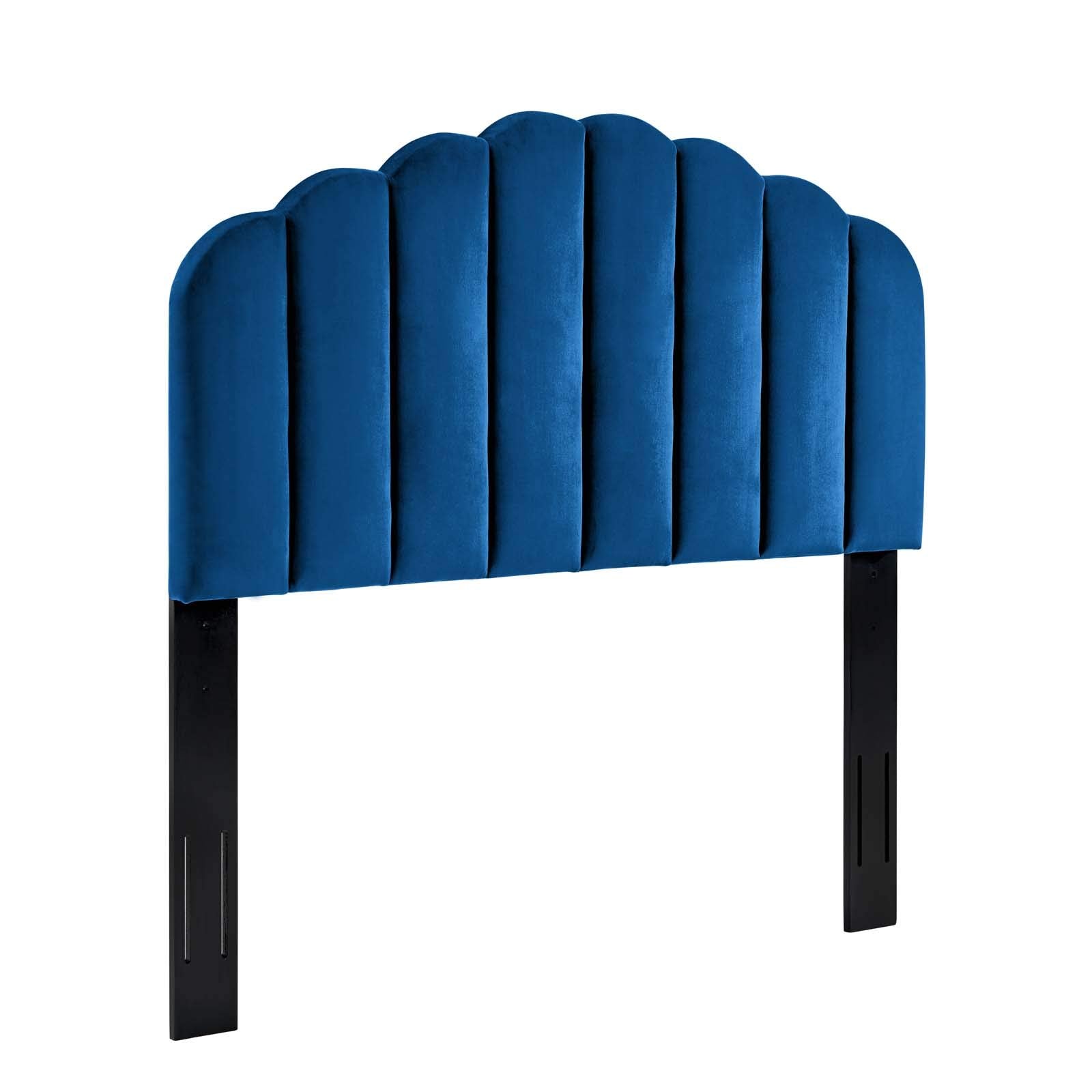 Modway Veronique Channel Tufted Performance Velvet Upholstered Full/Queen Headboard In Navy